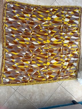 Emilio Pucci Brown Yellow White Geometric Silk Scarf